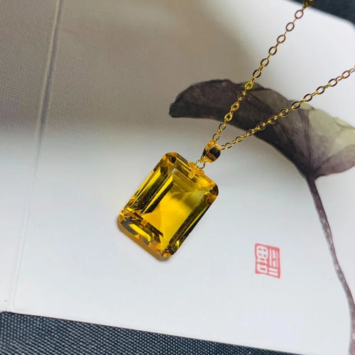 Natural Citrine 12x16mm Pendant with 18k Gold Palace Style Women's Retro Jewelry Gemstone with Certificate