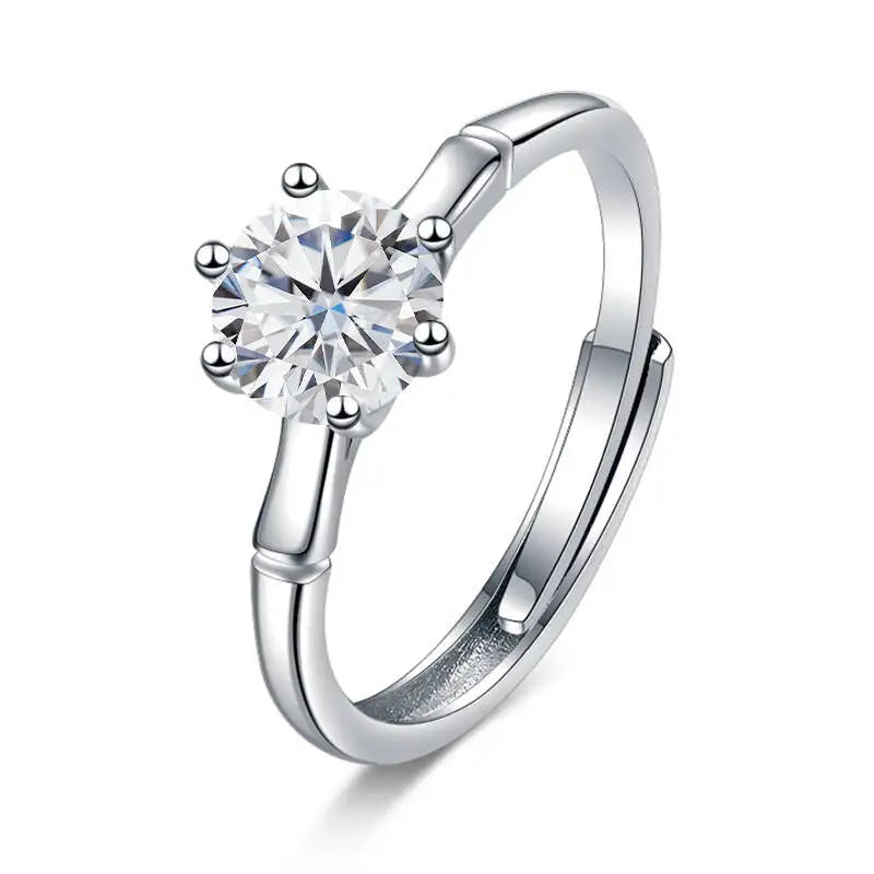 Classic 1 Carat  Women D Color  Moissantie Ring 100% 925 Sterling Silver Ring Wedding Dating Anniversary Fine Jewelry Gifts