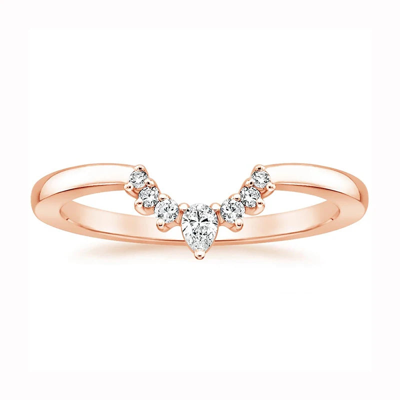 Trumium V Shaped Women Ring Crown Couple Rings Engagement Wedding Designer Copper Jewelry Anniversary Gifts Trendy Fashion
