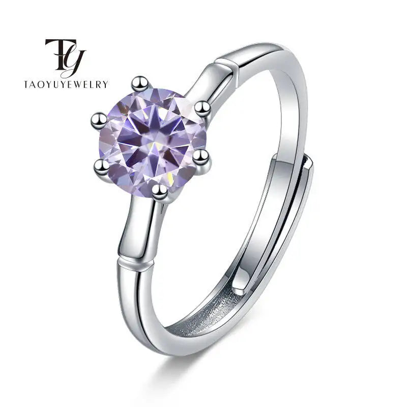 Classic 1 Carat  Women D Color  Moissantie Ring 100% 925 Sterling Silver Ring Wedding Dating Anniversary Fine Jewelry Gifts